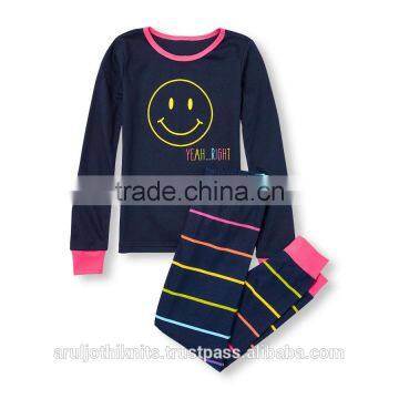 Girls rainbow striped pajama set