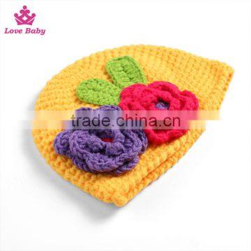 Wholesale Kids Photo Props Knitted Hat Handmade Newborn Flower Photography Hat for Kids photo-2