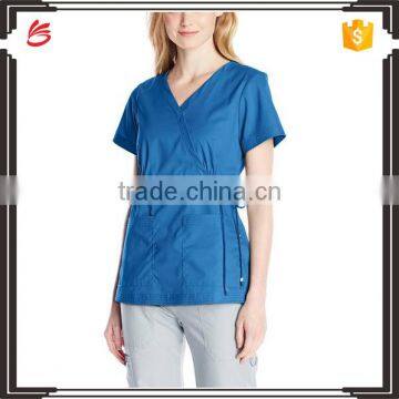 Customed Plain Blank Multi-Colors Easy-Fit Nursing Scrubs Tops with Adjustable Side Tie