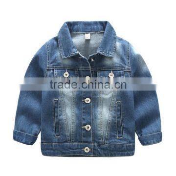 Solid color boys casual style kids denim jacket