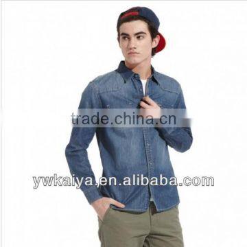 2014 slim fit fancy cheap long sleeve denim men shirts