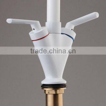 Best Promotion! Modern Double Handle Bathroom Faucet Kitchen Sink Swivel Spout Mixer Tap White Excellent Quality photo-6