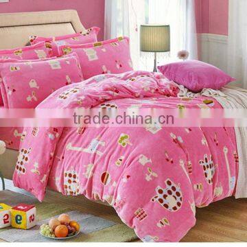 China wholesale Cartoon Print conforter bedding set 4pcs flannel blanket
