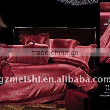 dark red home and hotel imitated silk bedding sets