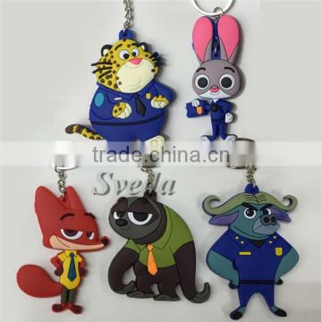 Promotional gift Zootopia PVC key chain 3d pvc keychain Zootopia Cartoon soft keychain