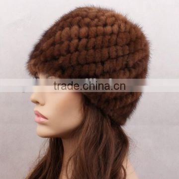 YR428 Genuine Knitted Mink Beanie Hat/Winter Fur Hat