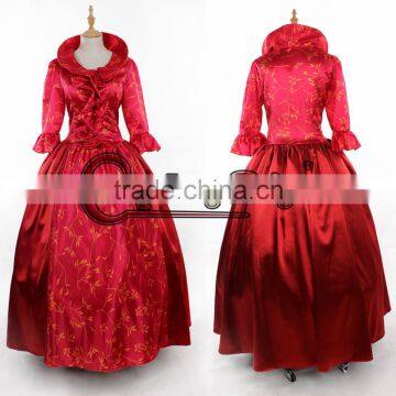 Women's Renaissance Victorian Medieval Cival War Red Dress Cosplay Costume Custom Made