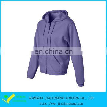 Plus Size Purple Color 100% Polyester Full Zipper Hoodies For Female