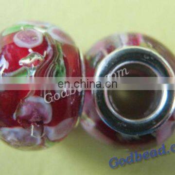 P56 lovely glass bead wholesale handmade murano lampwork glass european beads fit for charm bracelets