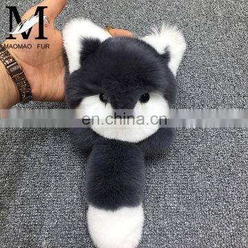 Colourful Top Quality Popular Cute Fox Shape Accessory Real Rex Rabbit Fur Keychain