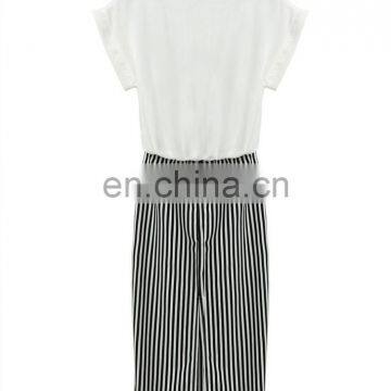 Classic Black White Stripes Round Neck Knitting Preppy Style Maxi Dress photo-2