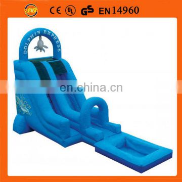 dolphin inflatable water slide with pool ,inflatable slide for water use