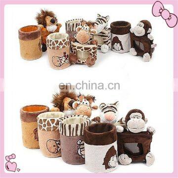 Custom High quality plush animal toys with pen holder for kids