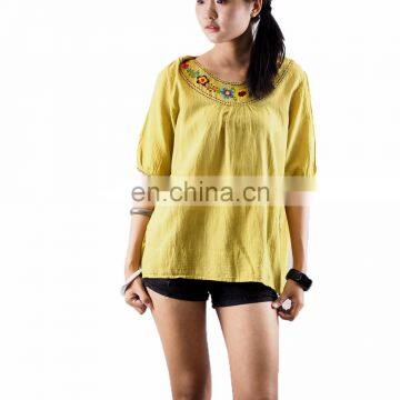 NAPAT Ladies Blouse Model Square neckline Short Sleeves