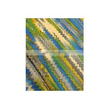 Blue/ Green Faso Waves Woolen Printed Fabric