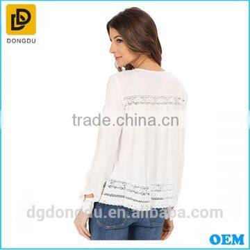 Wholesale Cotton Women Blouse Long Sleeve Casual White Lady Blouse photo-4