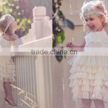 Fashion Baby Girls dress off white Flower Girl Dress with tulle ruffles, lace baby dress                        
                                                                                Supplier's Choice