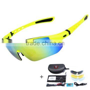 Polarized Sports Sunglasses with 5 Interchangeable Lenses for Men Women Cycling Running Glasses