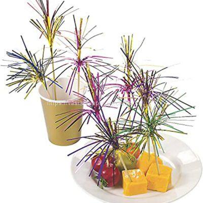 Sparkling Foil Cocktail Drink Decoration Palm Picks for Party photo-4