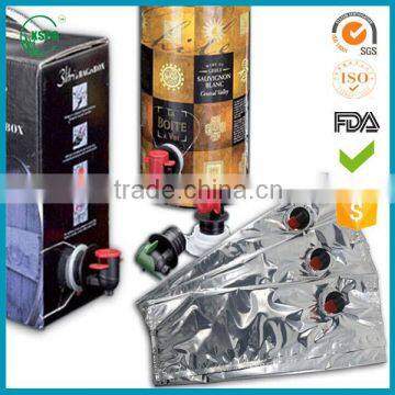 aluminum foil wine packaging bag in box with valve