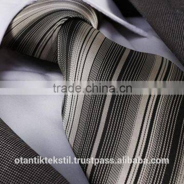 Beige Black Striped ,Silk tie, necktie, neck tie, corbata, gravate, krawatte, cravatta, fashion tie