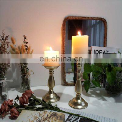 European Style Set of 2 Gold Pillar Wedding Decorative Candle Stick Holder For Table