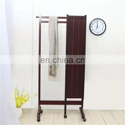 Wooden clothes hanging stand with mirror