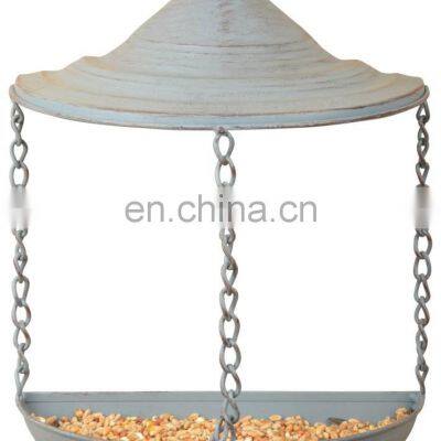 white powder coated bird feeder