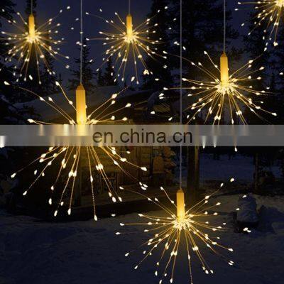 White Rechargeable Bear Battery Box Copper Wire Wedding Decorative Hanging Starburst String Light With Charging Cable