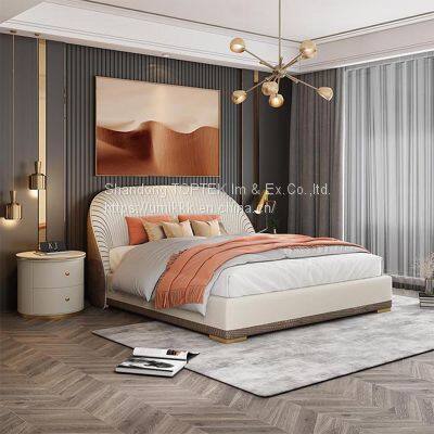 UMIKK Manufacturer Wholesale King Size Most Modern Top Grain Leather Bed