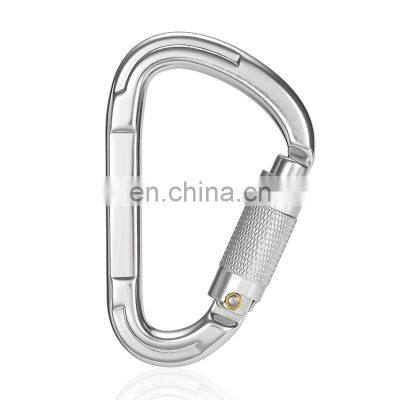 JRSGS 25KN D Shaped Colorful Snap Hook Climbing Aluminum Carabiner With Screw Outdoor Sports Customized S1703TN