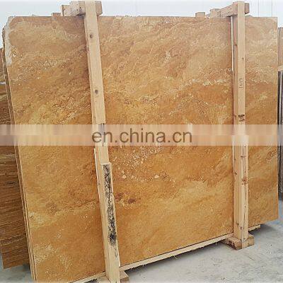 Customized New Model Fashion Product Premium Turkish Yellow Gold Travertine Cross Cut Slab CEM-SLB-05-02