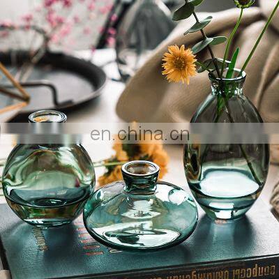 Tabletop Decoration Wholesale Nordic Home Wedding Creative Unique Mini Pot Set Decorative Flower Bottle Glass Vase