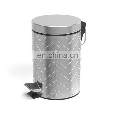 3L Pressing  Wave Pedal Trash Can Stainless steel Waste Bin for Bathroom Restroom Toilet with Plastic inner Bucket