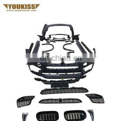 High Quality Car Bumper For BMW X5 F15 Upgrade X5M PP Material Body Kits Grille Side Skirt Wheel Arches Rear Diffuser With Tips