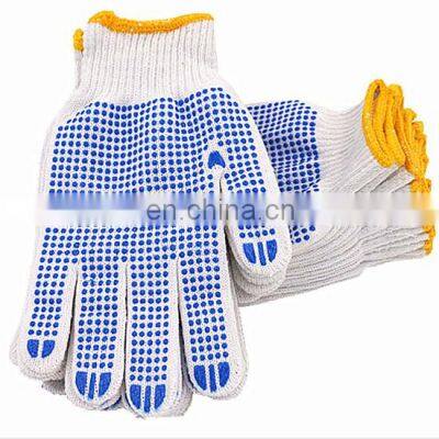 Cheap Wholesale High Quality Knitted Gloves Gardening Fabric Pvc Dotted White Cotton Gloves photo-5