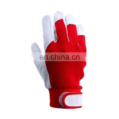 High Quality Top Grade Cheap Goatskin Sheepskin Leather Red Security Work Safety Gardening Gloves photo-5