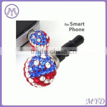 crystal ball mobile phone anti dust plug in wholesale