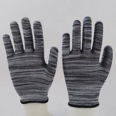 13 gauge polyester thread knitted striped safety work gloves breathable sweat-absorbing