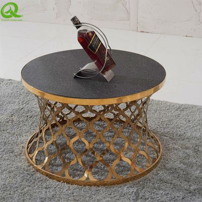 High Fashion Stainless Steel Living Room Round Glass Coffee Table