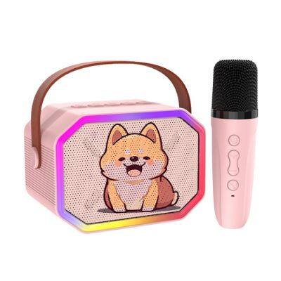 Mini speaker bluetooth small portable badio wireless karaoke microphone party speaker set kit With Double