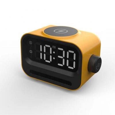 New Arrival Innovative Cute Robot Multi-Purpose Active 15W Magnetic Wireless Charging LED Bluetooth Speaker With Alarm Clock photo-5