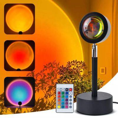 High Quality Cheap Price 16 Colors Remote Control Rainbow Light Sunset Projector Lamp LED Sunset Projection Light