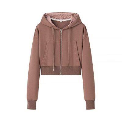 American-style retro design-inspired millennium trend pure color slim-fit short-sleeved hooded sweatshirt