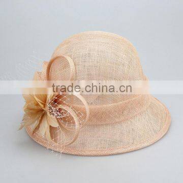 Beige High Quality Sinamay Church Hat