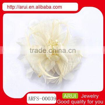China hair barrettes factory wedding white hair flower pin clip