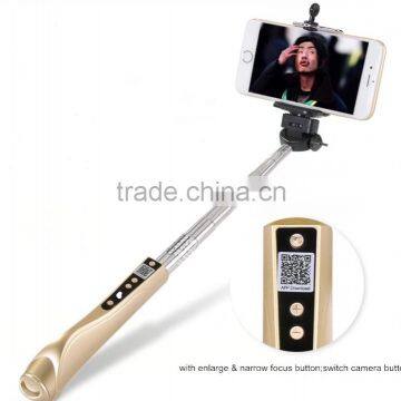 High quality luxuy multi-function Wireless Bluetooth Extendable Selfie Stick monopod