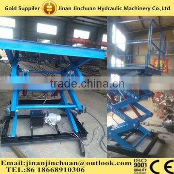 Stationary hydraulic beam goods lifts/scissor cargo lifter machine