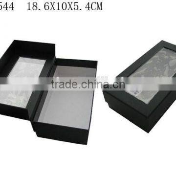 Custom Black Paper Gift Packaging Paper Box with Clear PVC Window Manufactures China P1544