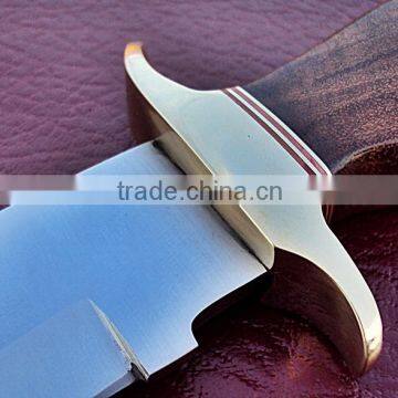 Bowie Hunting Custom Handmade Stainless Steel 15 Inch Hunting Knife Solid Walnut Wood Handle and Brass Thumb Guard / Clip photo-3